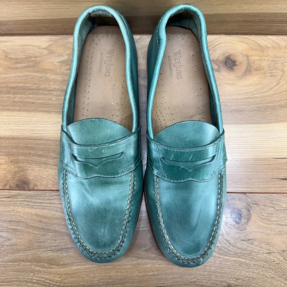 Weejuns GH Bass Penny Loafers Mens 9 D Teal Sage Green Ciclone Old Money Casual